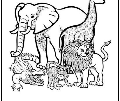 African Animals Kids Coloring Page