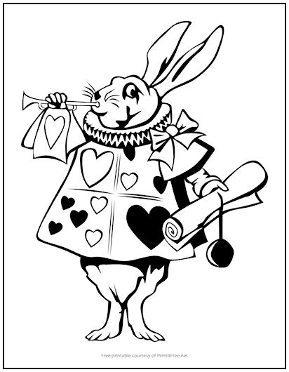 Alice in Wonderland Rabbit Coloring Page | Print it Free