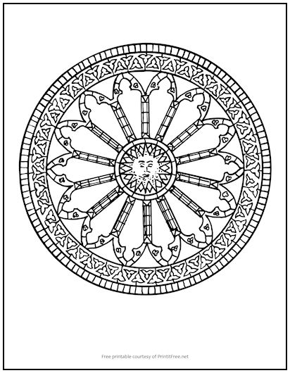 Center Sun Mandala Coloring Page