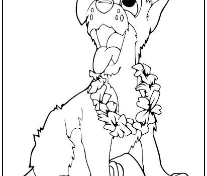 Dog with Lei Coloring Page