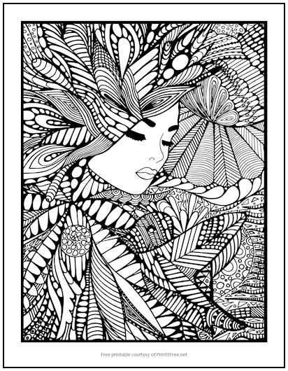 Feathered Woman Coloring Page