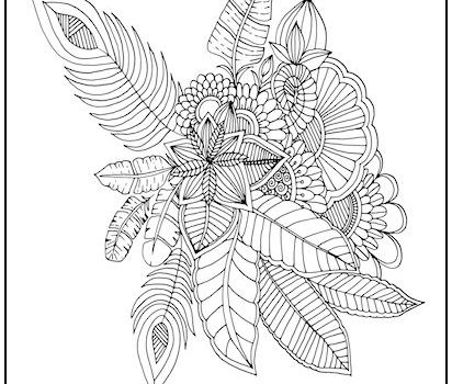 Feathers and Flowers Coloring Page