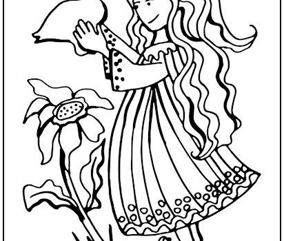 Girl with Duck Coloring Page