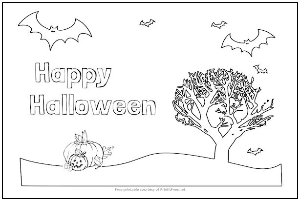Halloween Scene Coloring Page