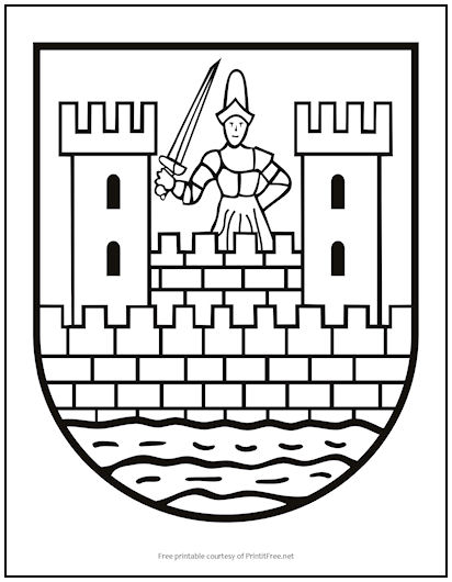 Knight Coat of Arms Coloring Page
