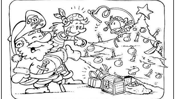 Pirate Christmas Coloring Page