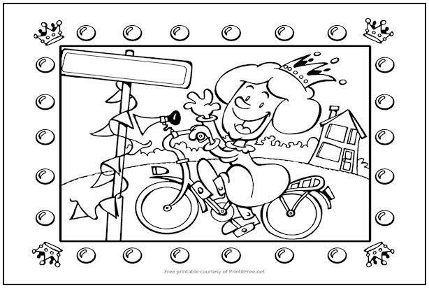 Bicycle Queen Coloring Page