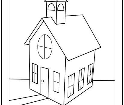 Schoolhouse Coloring Page