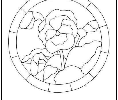 Stained Glass Pansy Coloring Page
