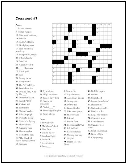 Crossword Puzzle #7 | Print it Free