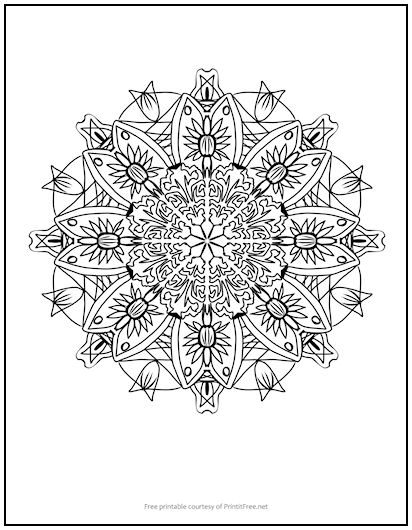 Floral Abstract Mandala Coloring Page
