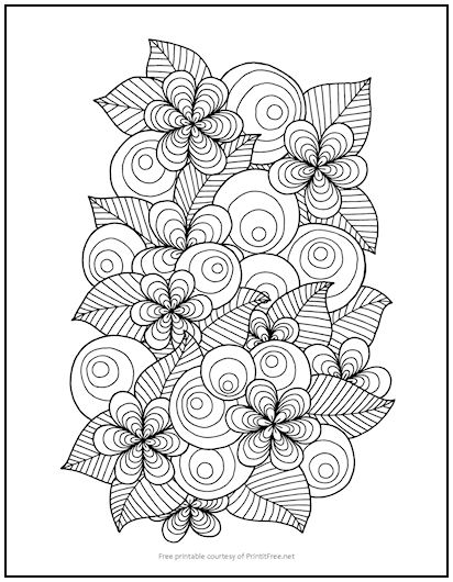 Floral OpArt Coloring Page