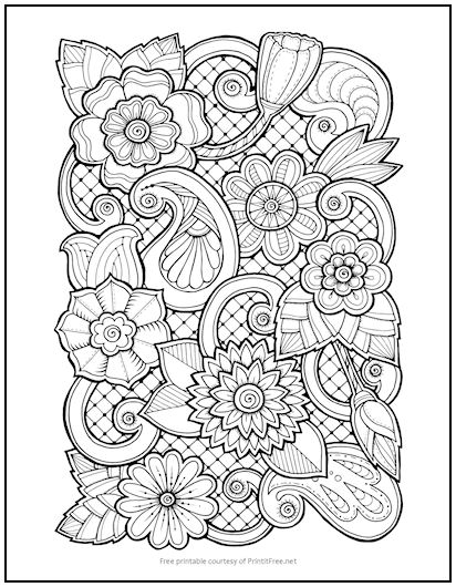 Floral Paisley Coloring Page