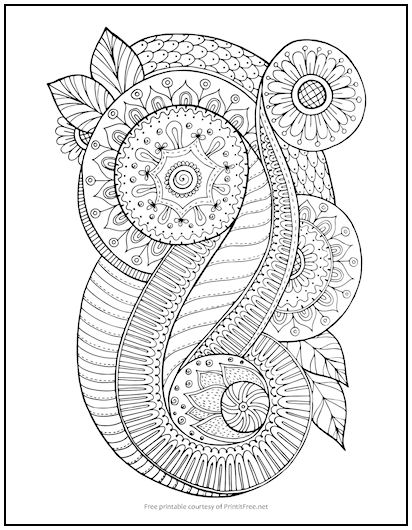 Floral Spiral Coloring Page