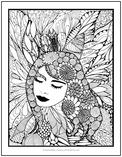 Floral Woman Coloring Page