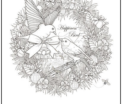 Happiness Bird Christmas Coloring Page