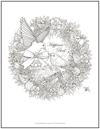Happiness Bird Coloring Page