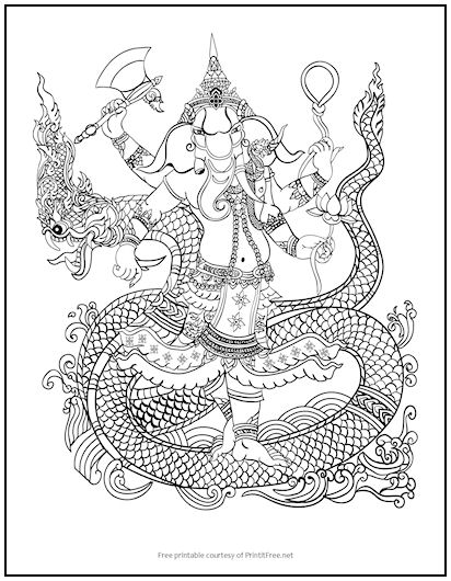 Hindu Elephant God Coloring Page