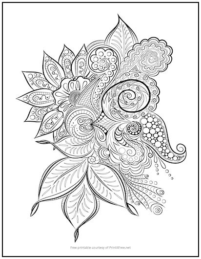 Paisley Floral Coloring Page