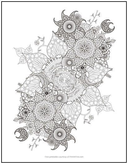 Steampunk Floral Coloring Page