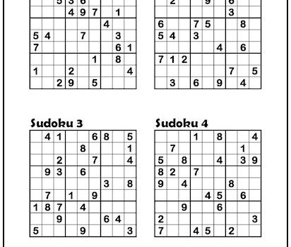Sudoku Puzzles #1-4 (Easy) Sudoku Puzzles #1-4 (Easy)