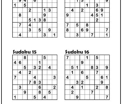 Sudoku Puzzles #13-16 (Easy)