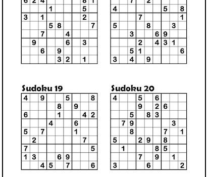 Sudoku Puzzles #17-20 (Easy)