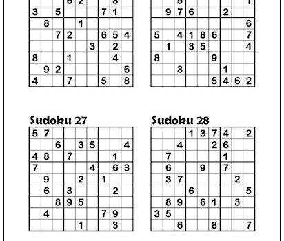 Sudoku Puzzles #25-28 (Medium)