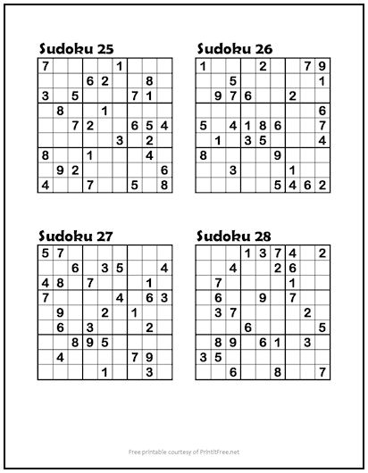 Free Printable Sudoku Puzzles