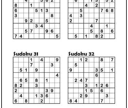 Sudoku Puzzles #29-32 (Medium)