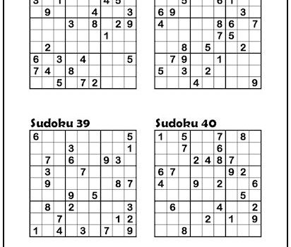 Sudoku Puzzles #37-40 (Medium) Sudoku Puzzles #37-40 (Medium)