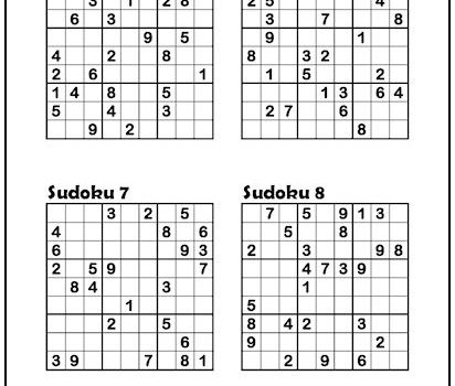 Sudoku Puzzles #5-8 (Easy)