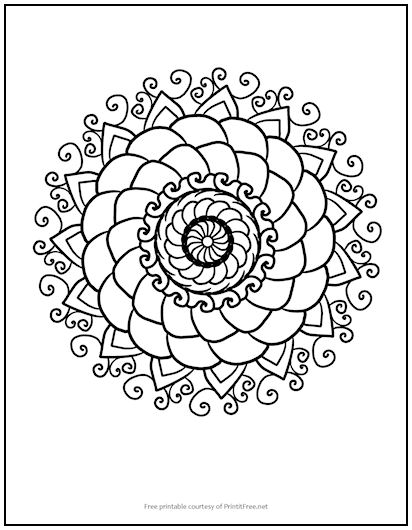 Swirly Mandala Coloring Page