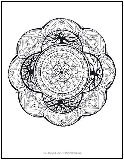 Tree of Life Mandala Coloring Page