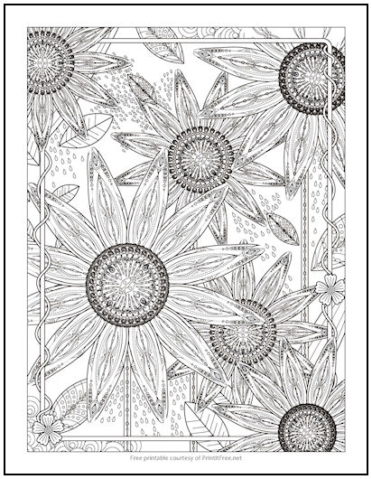 Tribal Flowers Coloring Page