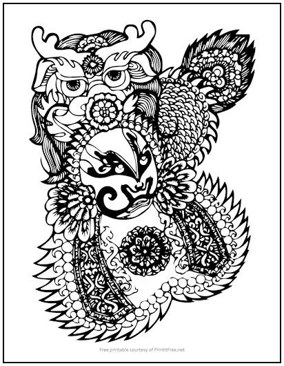 Tribal Owl Coloring Page