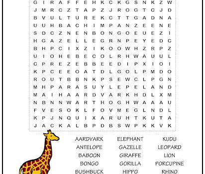 Tag: animal word search puzzle | Print it Free