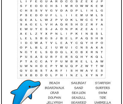 At the Ocean Word Search Puzzle