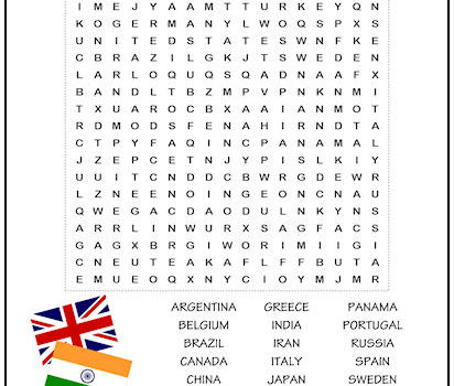 Countries of the World Word Search Puzzle