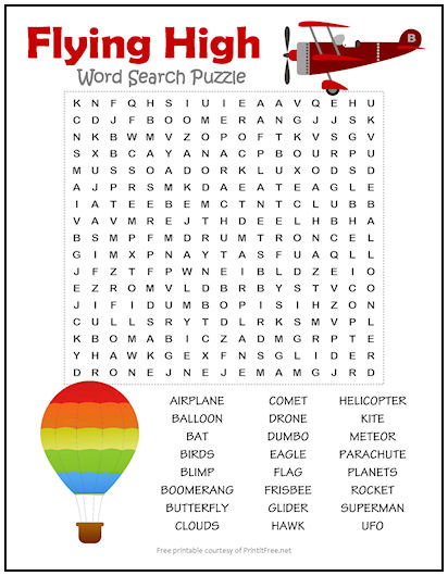 Flying High Word Search Puzzle