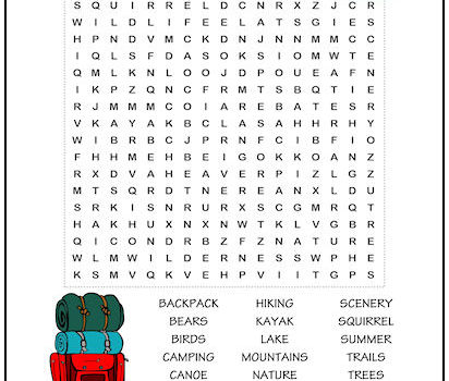 Great Outdoors Word Search Puzzle