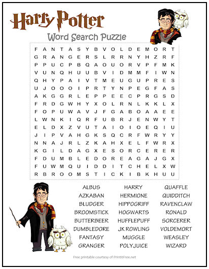 Harry Potter Word Search Puzzle