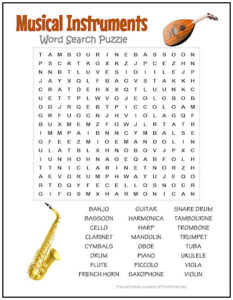 musical instruments word search puzzle print it free