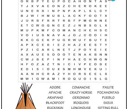 Native Americans Word Search Puzzle