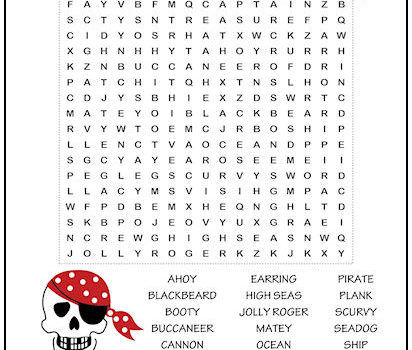 Pirate Island Word Search Puzzle