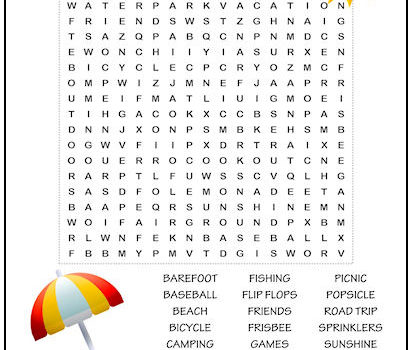 Summer Fun Word Search Puzzle