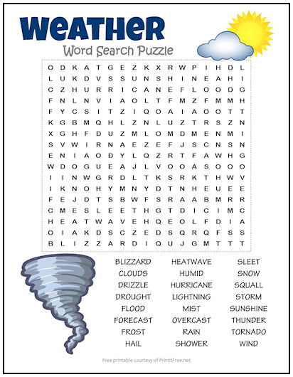 Weather Word Search Puzzle