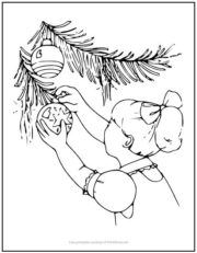 Girl Hanging Christmas Ornaments Coloring Page | Print it Free