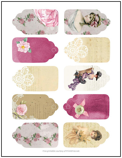 Victorian Pinks Gift Tags