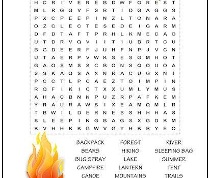 Camping Out Word Search Puzzle
